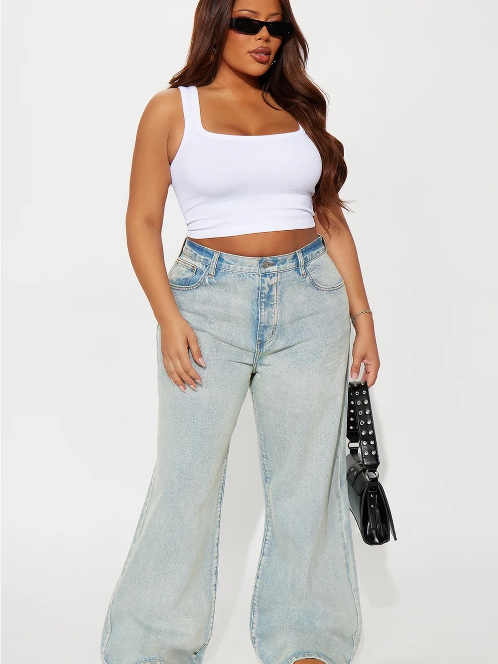 Fashion Nova Light Blue High-Rise Wide Leg Jeans